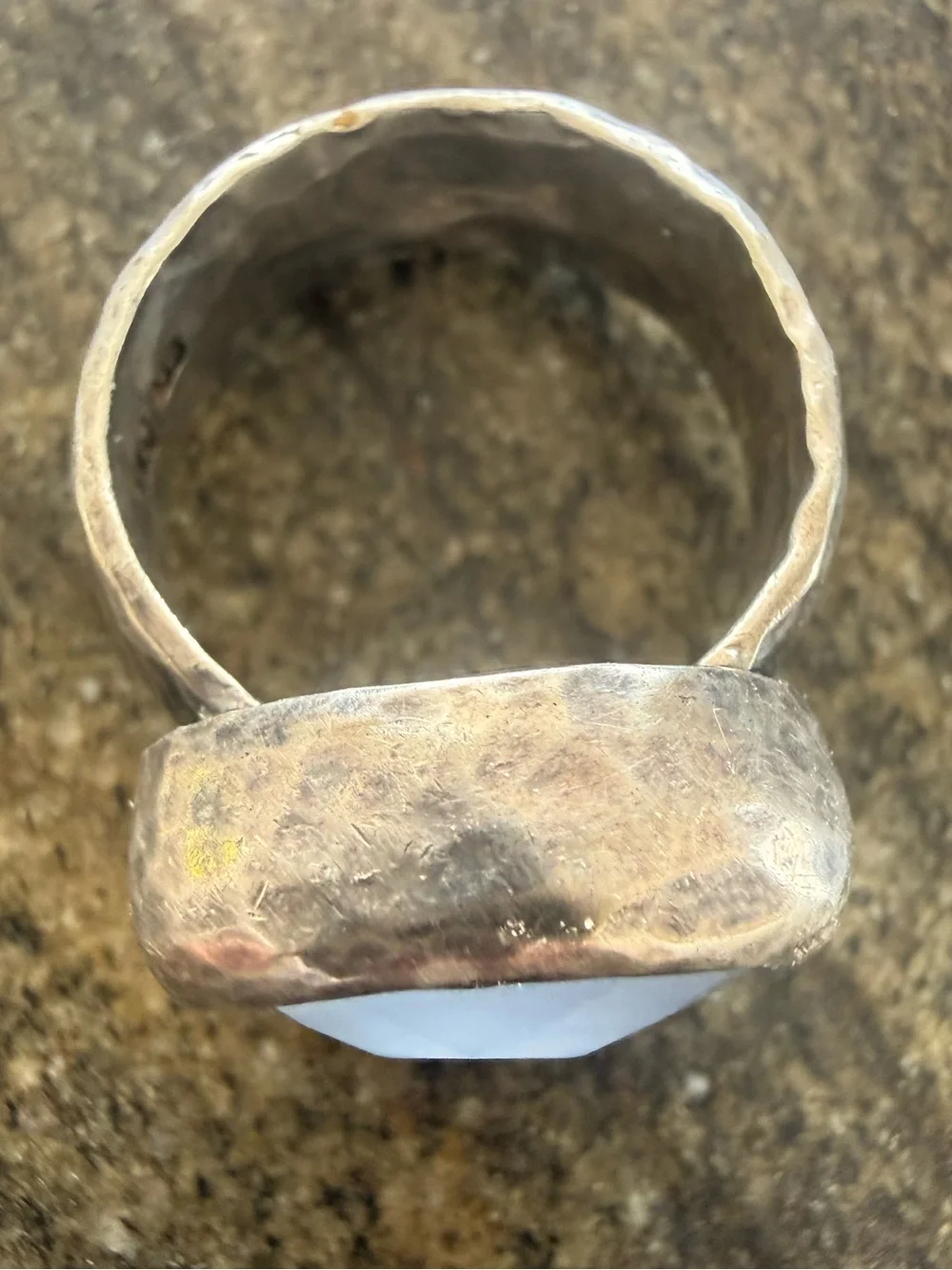 Nava Zahavi hammered silver ring with blue chalcedony stone. New with tags.
